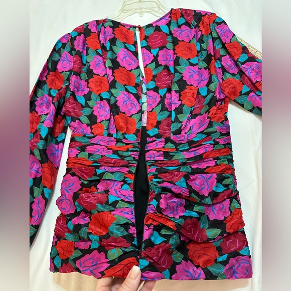 WOMEN’S RONNY KOBO CARISSA LONG SLEEVE ROSES BLOUSE SIZE LARGE - Picture 8 of 11